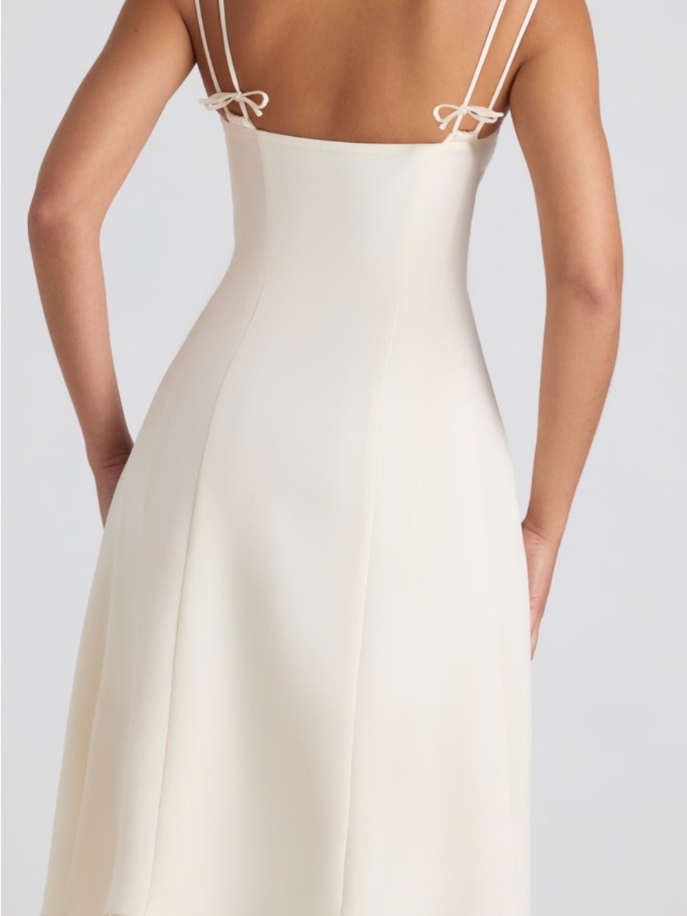 Elegant Cream Square-Neck A-Line Dress - Picture 2 of 3